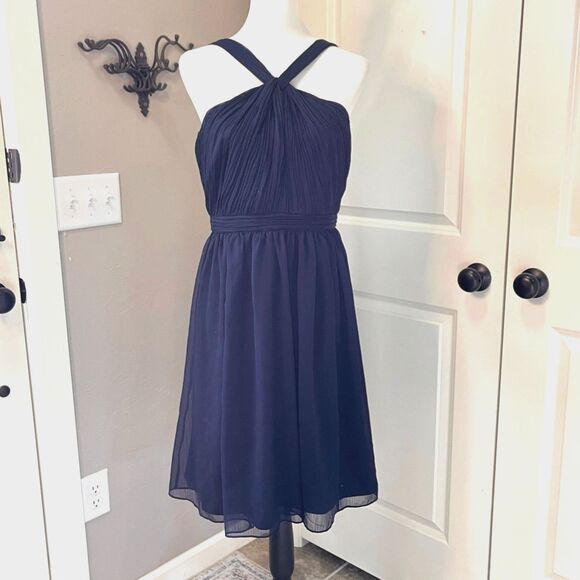 J.Crew Dark Navy Chiffon Dress – Style 56002 – Size 10 - Picture 2 of 14